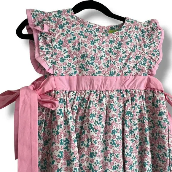 NEW Classic Whimsy Floral Flutter Sleeve Pink Bow Dress Size 7 - Picture 2 of 5